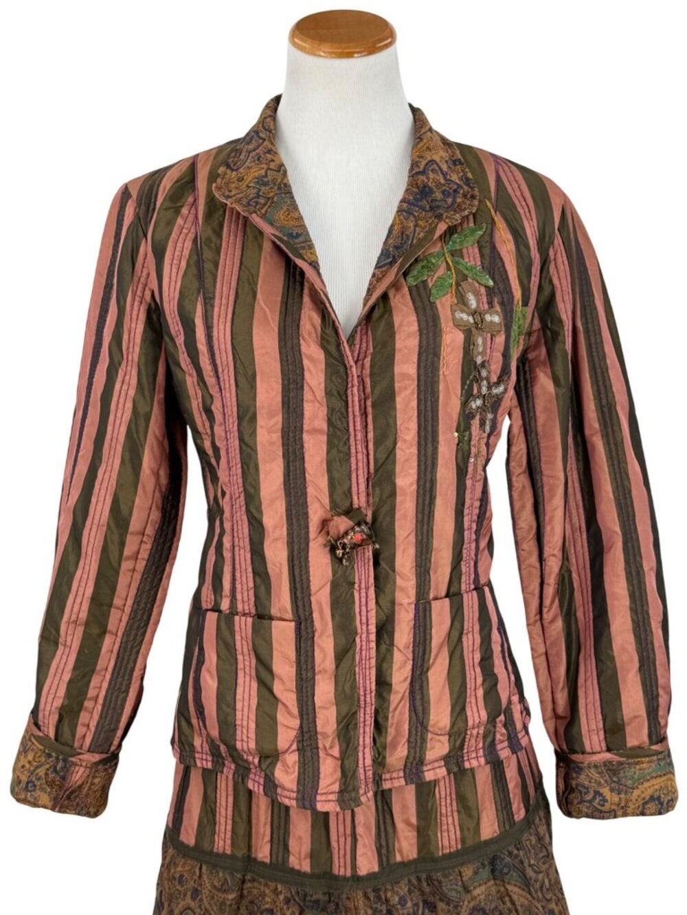 VTG 90s NWT Solstice Blazer & Tiered Skirt Set S Paisley Striped Steampunk Boho - Picture 4 of 16